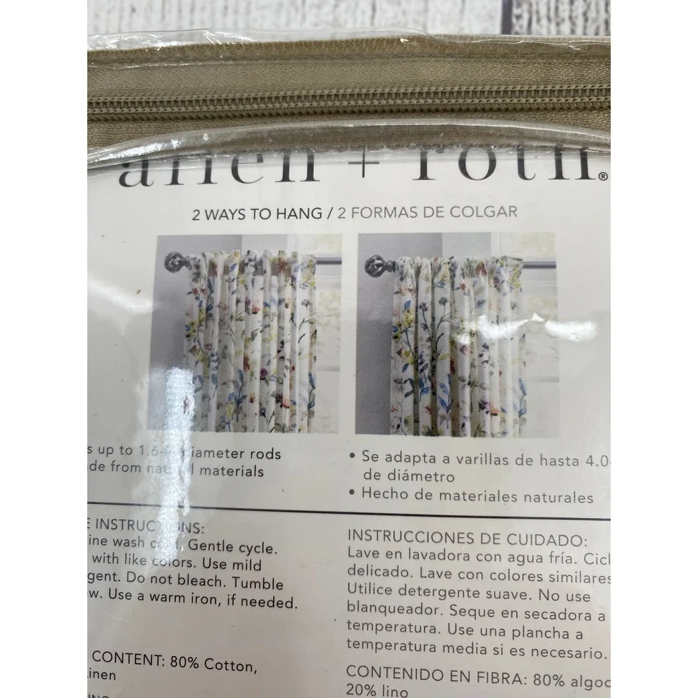 Allen + Roth Sommers Floral Curtain Panels 50x84 (Set of 2) Cream Cotton Linen
